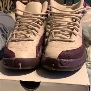 Cream and Purple Sneakers Jordan’s Retro 12 size 5.5 Y/7W